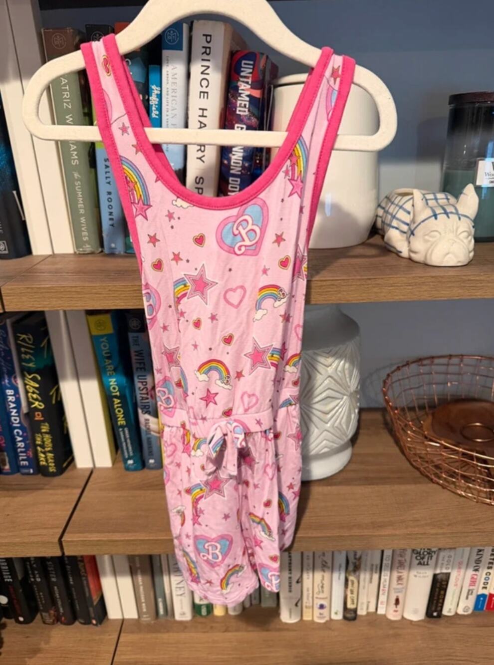 Barbie x Posh Peanut Pink Rainbow Star Bamboo Romper Size 3T-4T